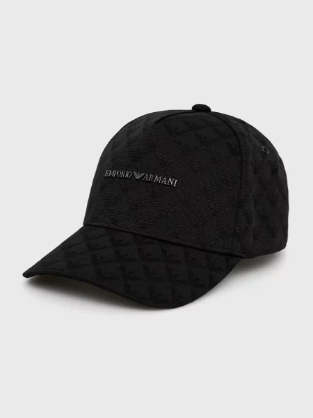 Шапка Emporio Armani с изчистен дизайн черно
