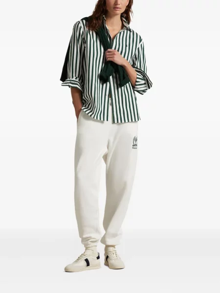 Tricou Polo Ralph Lauren din piele cu broderie în carouri maro
