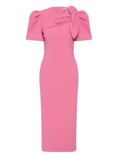 Rochie midi Rebecca Vallance cu funde până la genunchi de costum roz