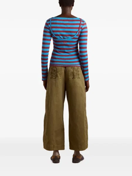 Pantaloni Damson Madder cu broderie verde