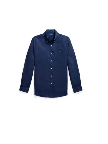 Polo Ralph Lauren koszula lniana Long Sleeve Sport Shirt granatowa