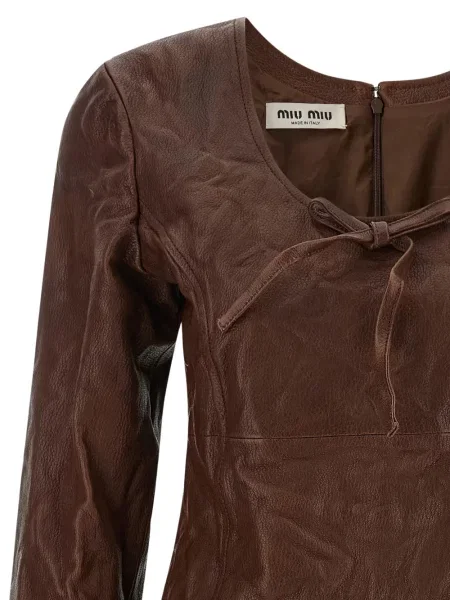 Rochie Miu Miu din piele maro