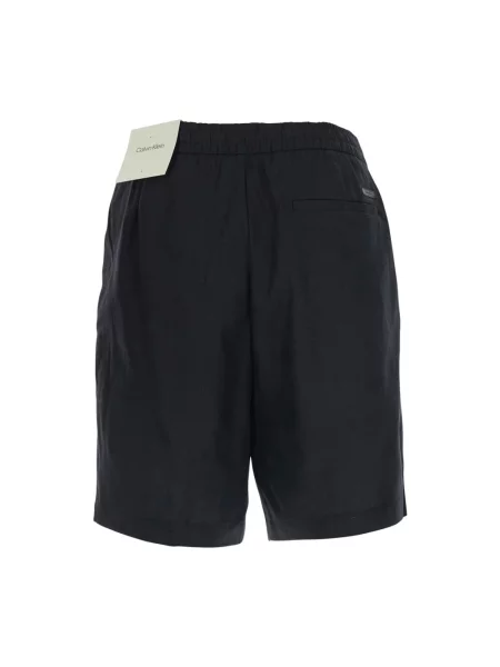 Szorty Calvin Klein Straight Linen 7" Pull On Short Black L czarne