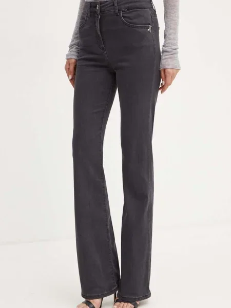 Talia haftowane jeansy dzwony Patrizia Pepe z wysoką talią czarne