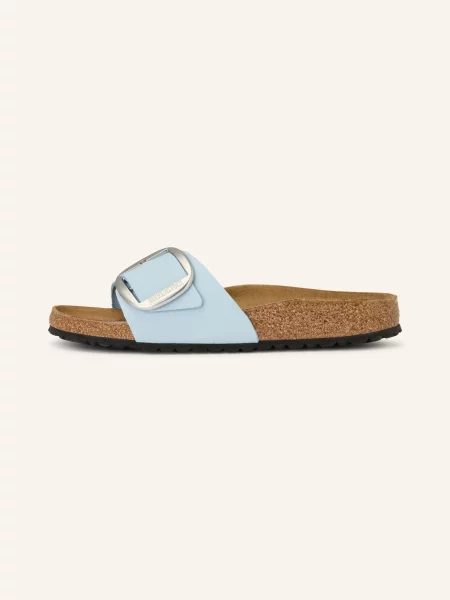 Kožené pantofle Birkenstock s přezkou modré