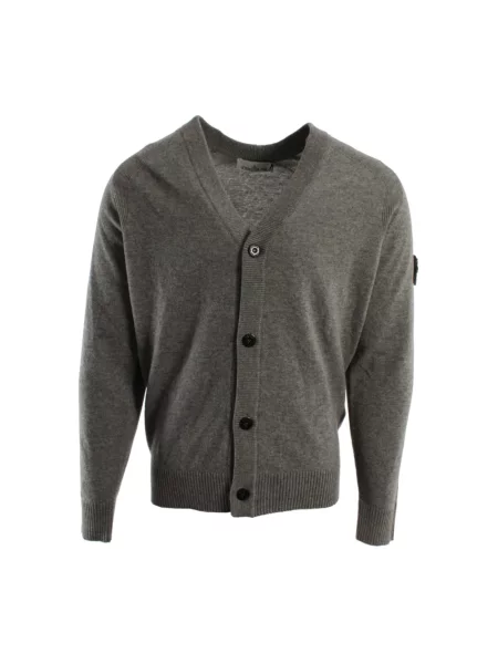 Sweter Stone Island wełniany z kamieniami szary