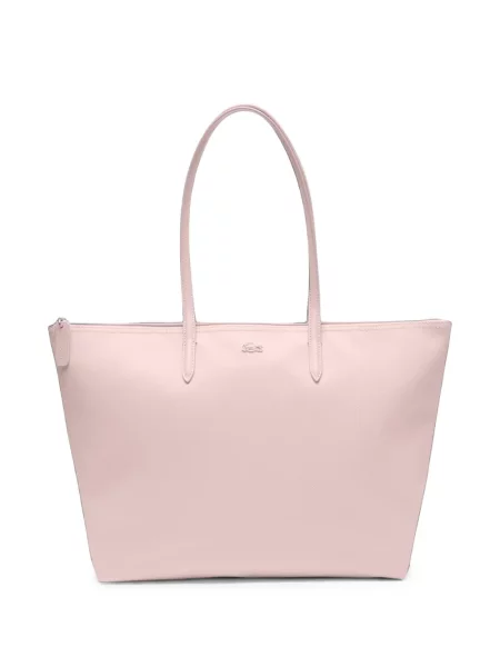 Geantă shopper Lacoste cu autograf roz