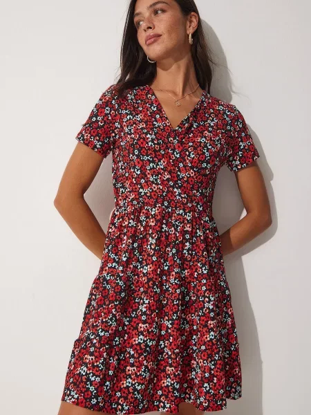 Happiness İstanbul Obleka rdeča / črna bela