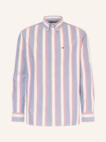 TOMMY HILFIGER Košile HERITAGE OXFORD šedobéžová / pastelově / offwhite červená
