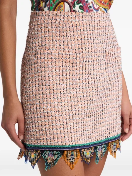 Fusta mini Etro cu franjuri din tweed