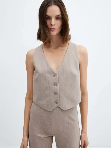 MANGO Avayar Жилет класичний Світло-коричневий Віскоза/поліамід коричневий