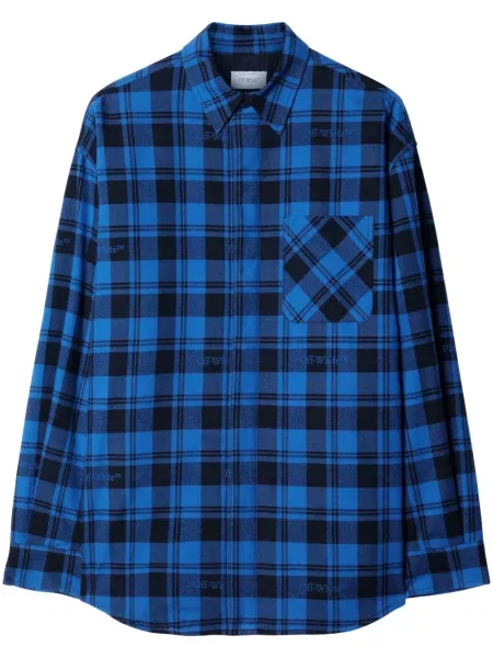 Cămașă Off-white în carouri de flanelă alb
