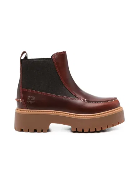 Botki Timberland sznurowane koronkowe czerwone