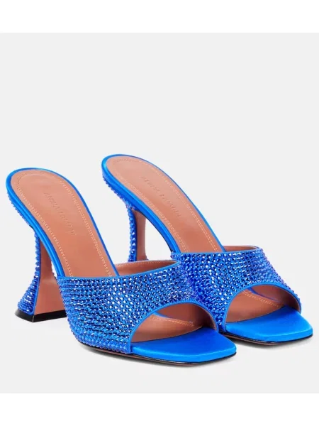 Satenaste mules Amina Muaddi modra