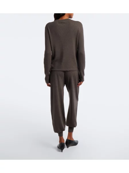 Pantaloni sport Lisa Yang din cașmir maro