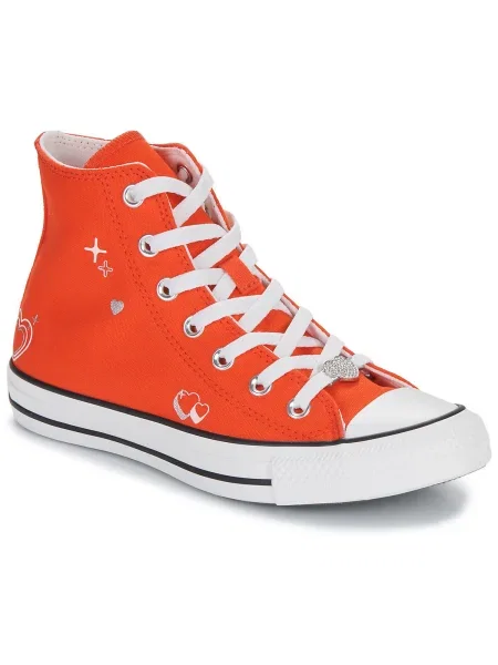 Pantofi Converse cu motiv cu inimi roșu