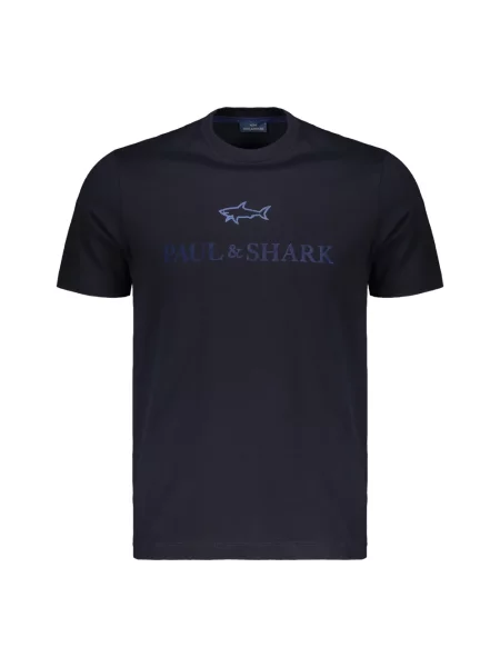 Koszulka Paul & Shark casual z logo niebieska