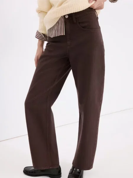 Широкі джинси MANGO темно-коричневий коричневі