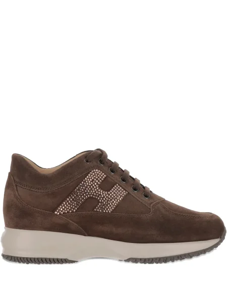 Sneakerși Hogan din piele de căprioară de cristal maro