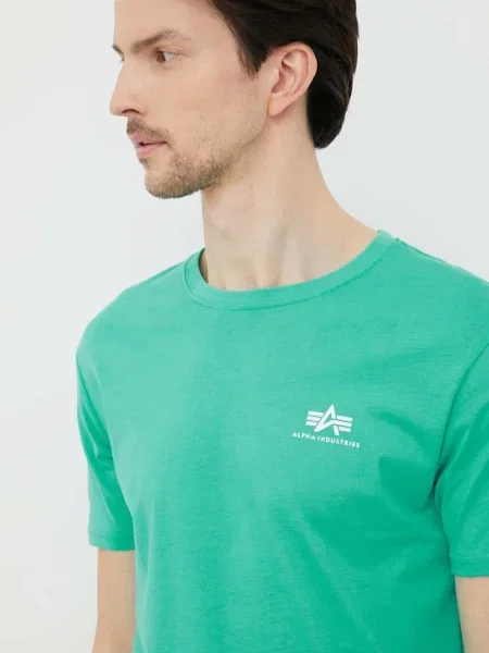 Тениска Alpha Industries тюркоазено с изчистен дизайн