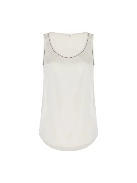 Satynowy top Brunello Cucinelli beżowy