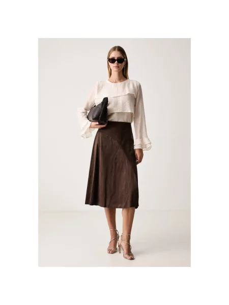 Spódnica midi Guess brązowa