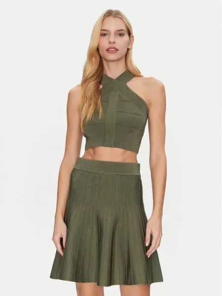 Guess Felső Slim Fit zöld