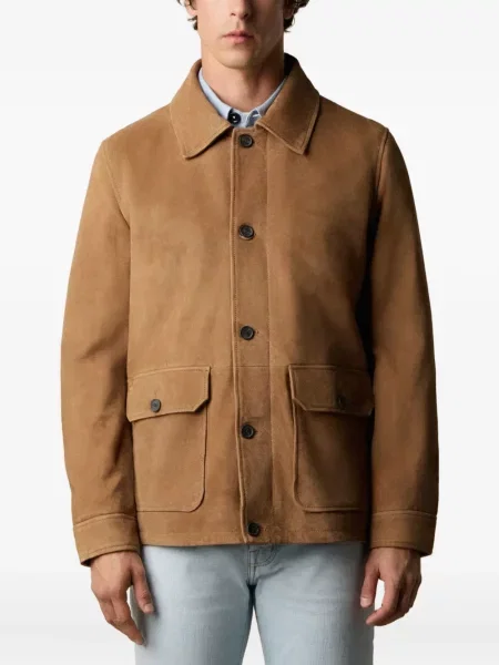 Geacă Brooks Brothers din piele de căprioară maro