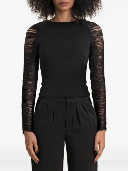 Top Contessa Mills cu franjuri negru