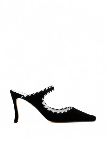 Papuci tip mules Manolo Blahnik țesuți negru