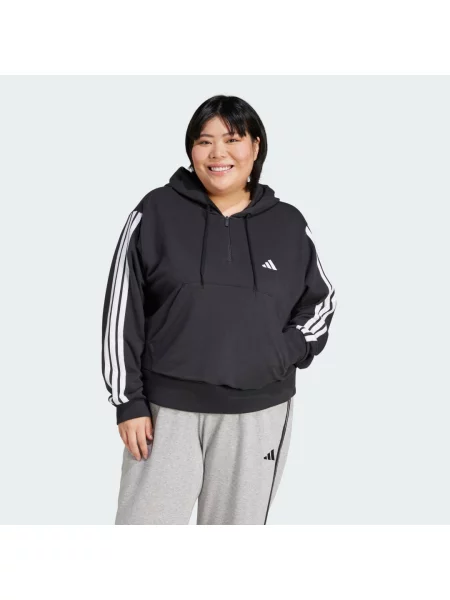 Bluza z kapturem Adidas w paski frotte biała