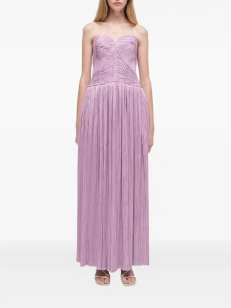 Sukienka midi Simkhai plisowana do kolan bez ramiączek fioletowa