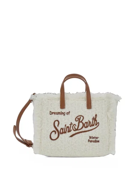 Geantă shopper Mc2 Saint Barth cu franjuri alb