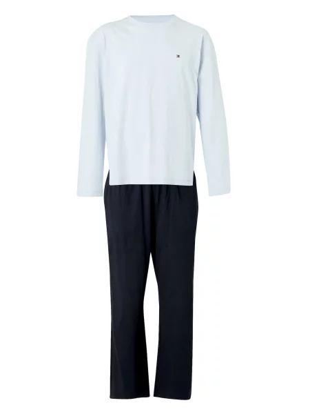 Tommy Hilfiger Underwear Pijama lungă bleumarin / albastru deschis / cireș roșu