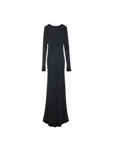 Lniana długa sukienka maxi Balenciaga elegancka czarna