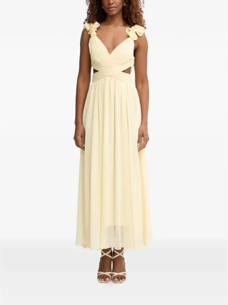 Rochie maxi Morgan cu volane galben