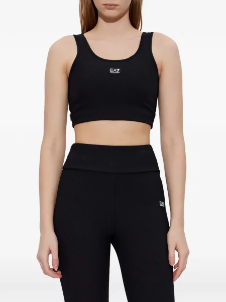 Rebrasti top Ea7 Emporio Armani s autogramom crna