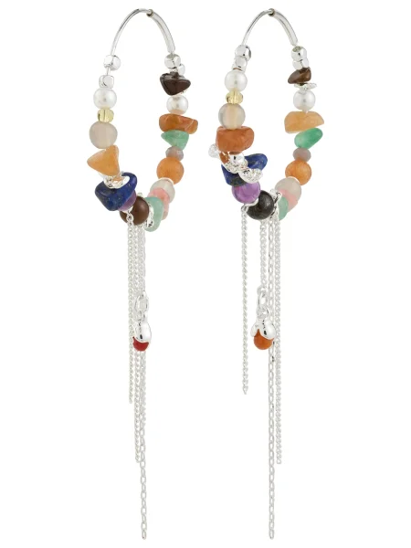 Pilgrim Uhani Iris temno / rjava / zelena / srebrna modra