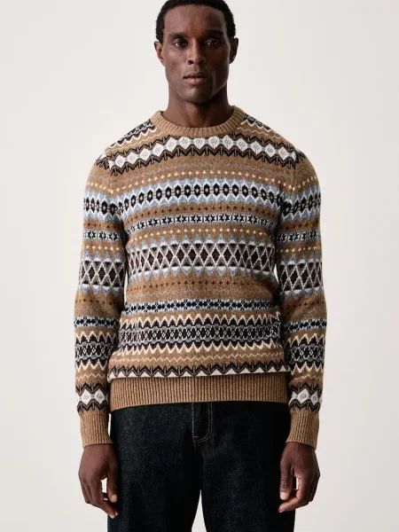 Barbour pulover pentru bărbați din lână bej