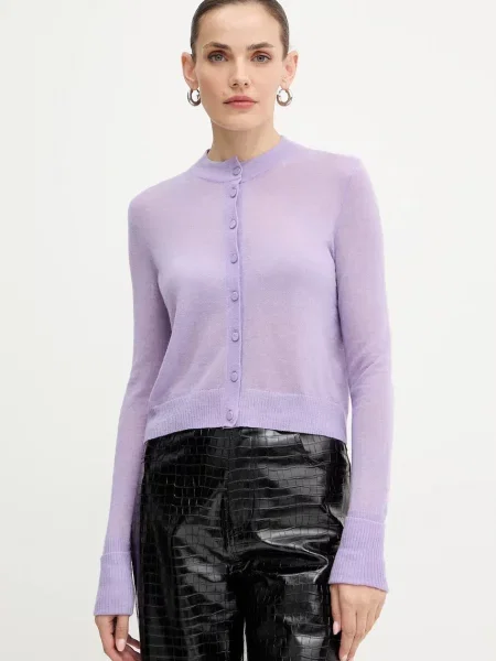 Кардиган з вовною MAX&Co. легкий фіолетовий