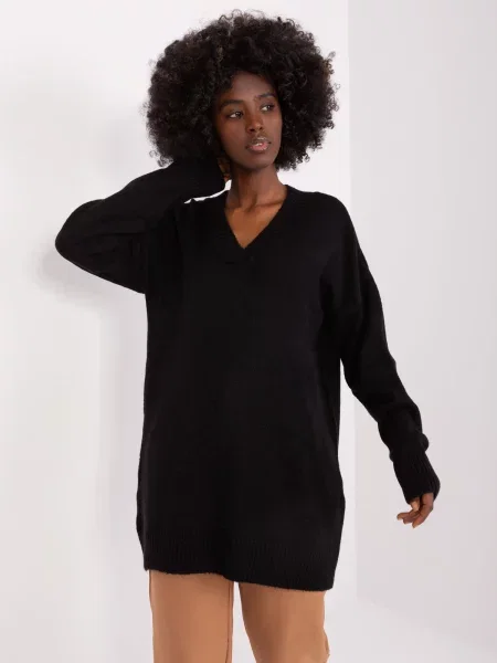 Pulover Fashionhunters clasic lung negru