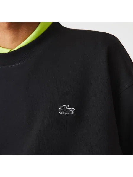 Lacoste Bluza O Luźnym Kroju Z Nadrukiem Odblaskowym czarna