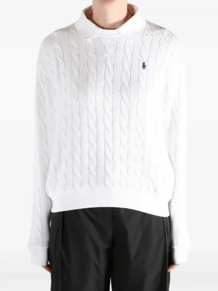 Scurt pulover Polo Ralph Lauren din piele de căprioară albastru