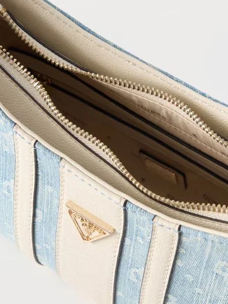 GUESS Kabelka na rameno Noelle krémová / denim modrá