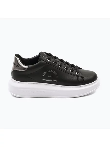 Buty KARL LAGERFELD Kapri Maison black leather w/silver czarne