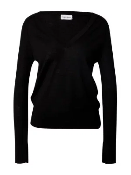Calvin Klein De lână pulover EXTRA FINE V-NK negru
