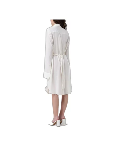 Lniana sukienka koszulowa Emporio Armani biała