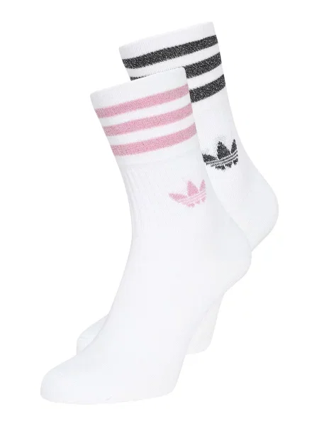 Zoknik adidas Mid-Cut Glitter Crew Socks White/ Bliss Pink/ Black M fehér