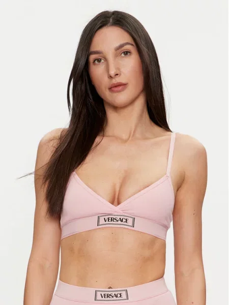 Biustonosz Versace retro z logo różowy