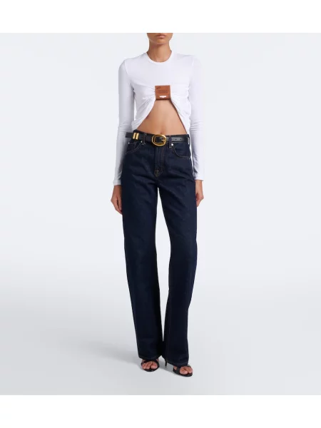 Top Jean Paul Gaultier din piele alb